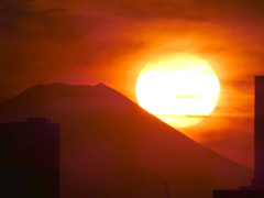 富士山と夕日