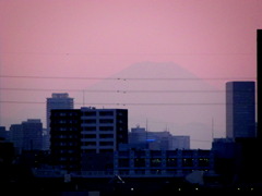 夕暮れの薄いベールを被った荒川の富士山