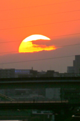 前飛竜~国師岳の雲被る夕日