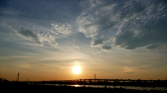 荒川七夕の夕日