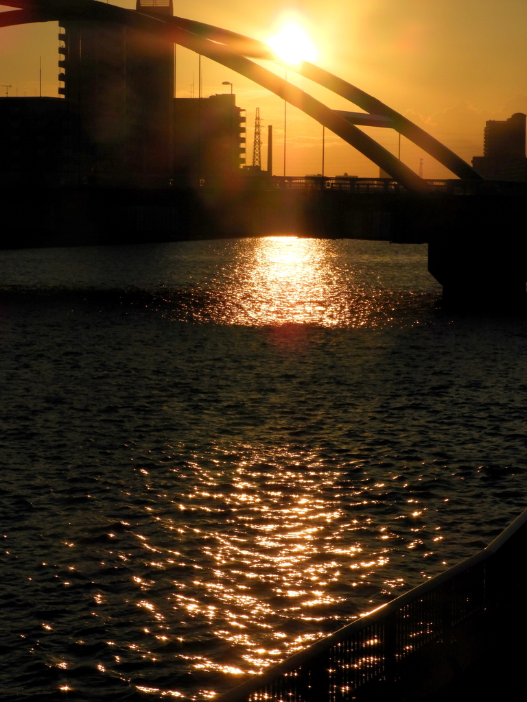 隅田川尾竹橋の夕日