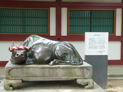 菅原道真公を祭る天満宮には牛の像が東京では湯島天満宮亀戸天満宮・・・