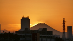 蛭ヶ岳と富士山の夕景