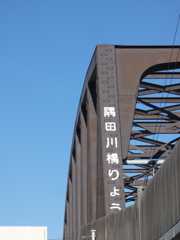 南千住の汐入の入り口の橋梁東京スカイツリーのかな
