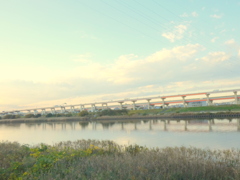 荒川高速高架の夕景