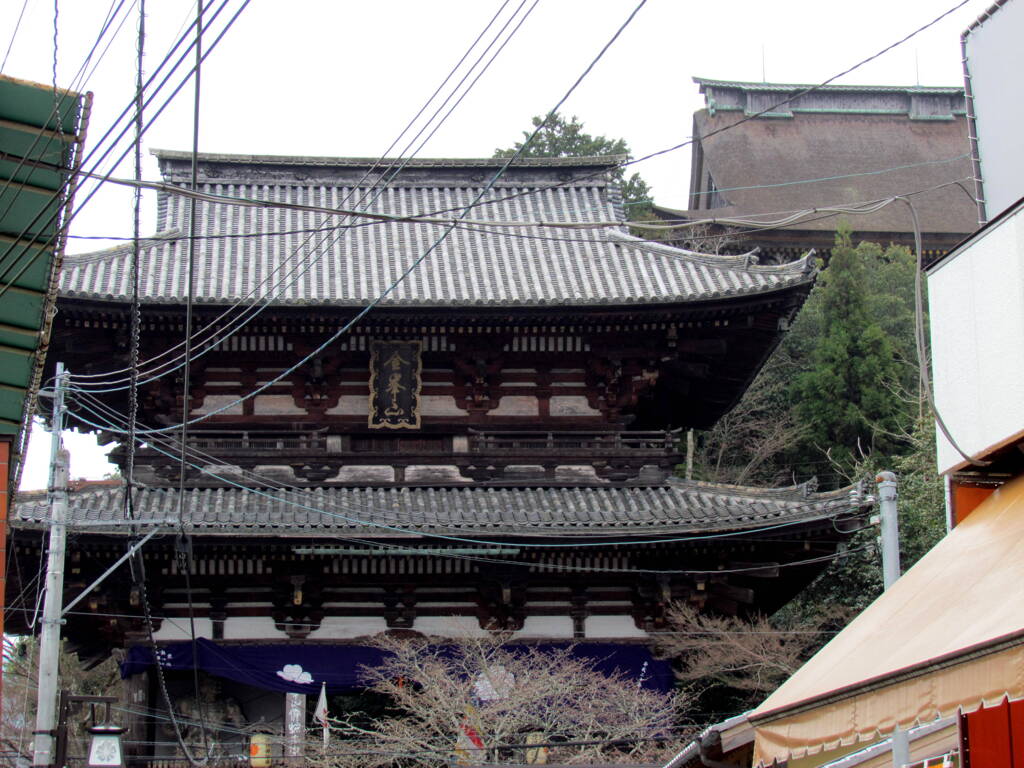 金峯山寺の如王門,だが世界遺産にしては電線が多すぎるなのだが