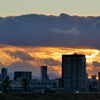 富士と菜畑山の夕日