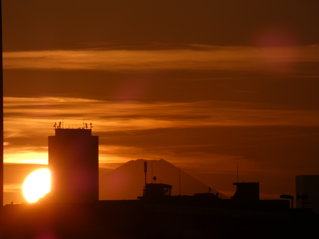 富士五合と檜洞丸のサンシャイン左サイドの落日