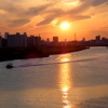 荒川の急ぎの夕焼け