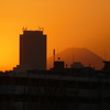 穏やかな富士山の夕焼け