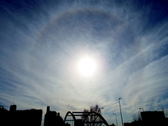 隅田川尾竹橋上の複雑な光輪