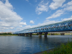 荒川の鉄橋上の雲