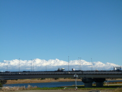 荒川に掛かる橋の上の雲