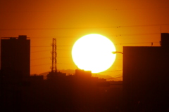徳右衛門岳？に接触する夕日