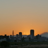 大山から富士山の夕暮れ