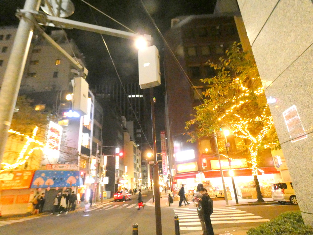 東京駅の八重洲口の外堀道り向かいの裏の商店街のイルミネーション