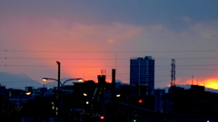 左三ツ峠山、黒岳、鶴ヶ鳥屋山右東岳夕景