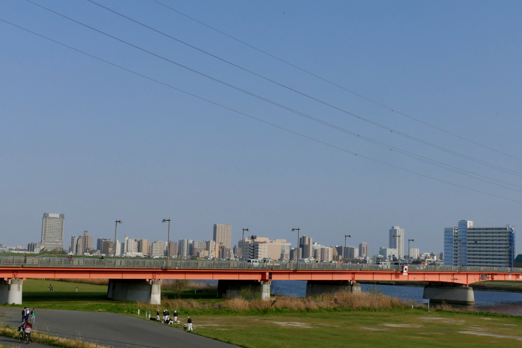 西新井橋の上の北千住