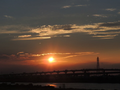 荒川の夕日