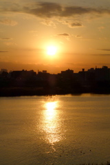千住新橋からの夕日
