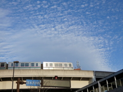 西日暮里の舎人ライナーと秋の空