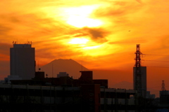 富士山のある夕焼け
