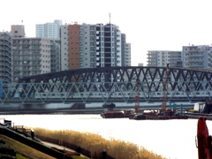汐入大橋から隅田川橋梁と日比谷線