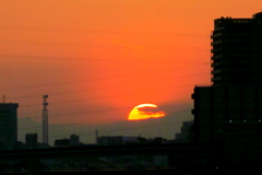 隅田川の左大岳山~国師岳の夕日