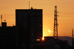 明日から雁腹摺山に夕日