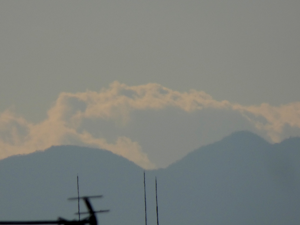 ’22新年の荒川土手から雲被る丹沢山