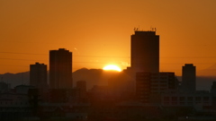丹沢山系の夕日
