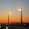 西新井橋の街路灯と秩父山系の夜景