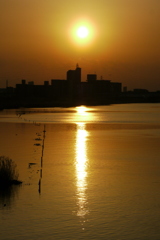 ワンド外の夕日のサンロード