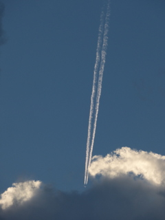 雲に入る寸前のジェット