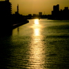隅田川の夕日とサンロード