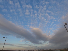 西新井橋の東方面からの巨大積雲と高積雲