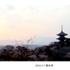 世界遺産の京都の清水寺の春の夕暮れ