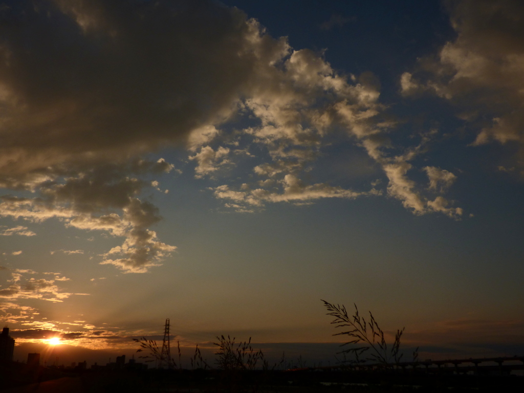 '22.10.19.の荒川の河原の夕日