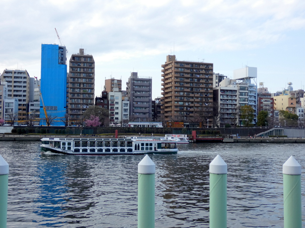 吾妻橋辺りの隅田川の水上バス