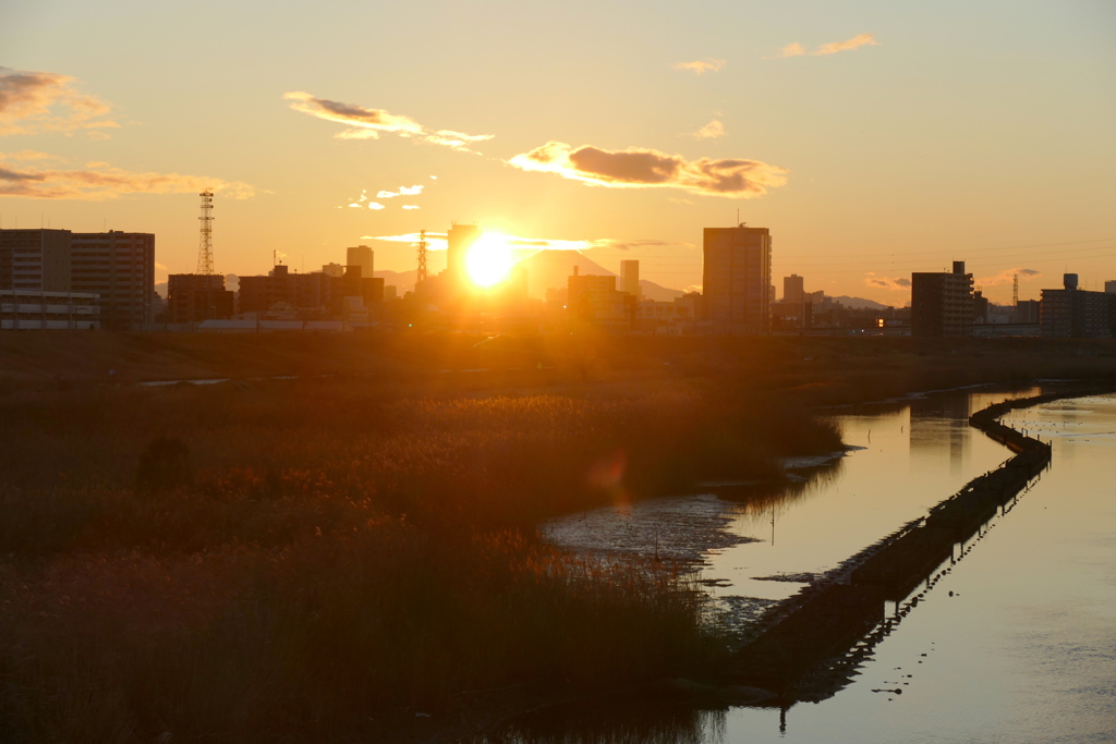 荒川ワンド夕景