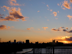 西新井橋上のサンセットの風景