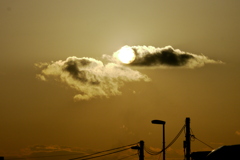 西新井橋の夕日に掛かる雲