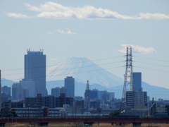 千住新橋から西新井橋上の富士山
