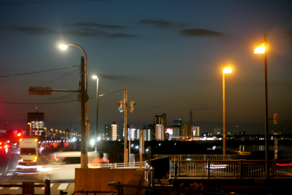 荒川土手の夜景