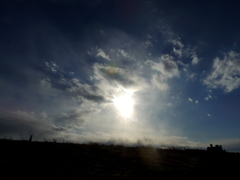 北千住土手上の太陽の空