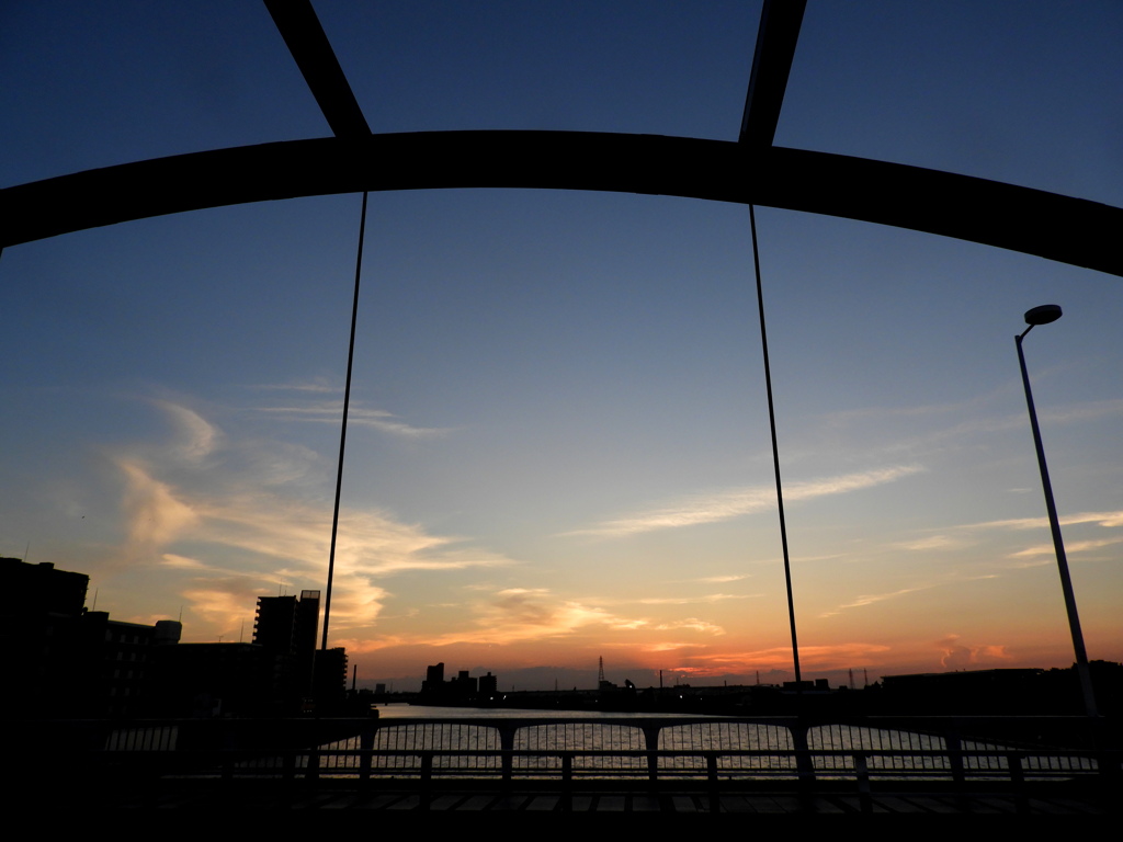 隅田川の尾竹橋の夕景