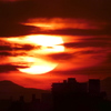 '22.02.28.17:30.の夕日左隅 東岳～徳右衛門岳,蝙蝠岳