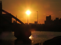 隅田川川尾竹橋の夕日