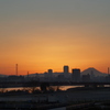 荒川の西新井橋の上の丹沢山系と富士全部見える風景