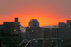 サンセット後の荒川土手下中通りからの夕景